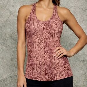 Lululemon Tank Top Womens Pink Brown Snake Print Racerback Reversible Activewear